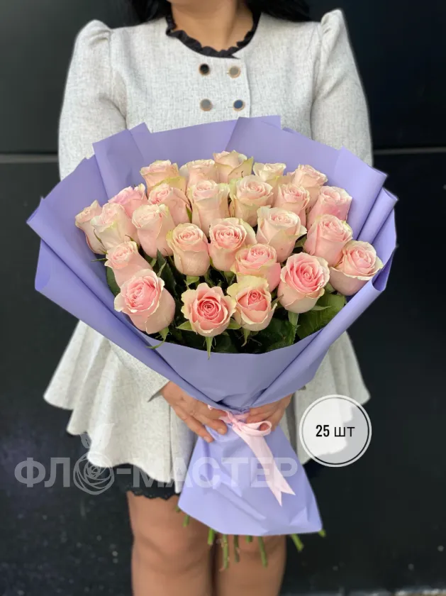 Букет розовых роз Эквадор 60 см (15шт, 25шт, 35шт, 45шт)