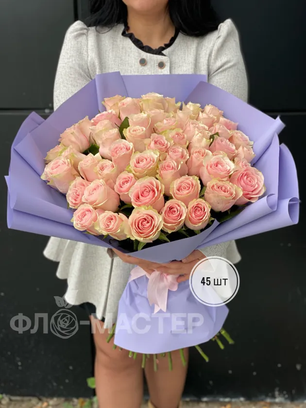 Букет розовых роз Эквадор 60 см (15шт, 25шт, 35шт, 45шт)
