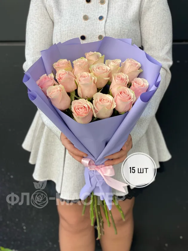 Букет розовых роз Эквадор 60 см (15шт, 25шт, 35шт, 45шт)