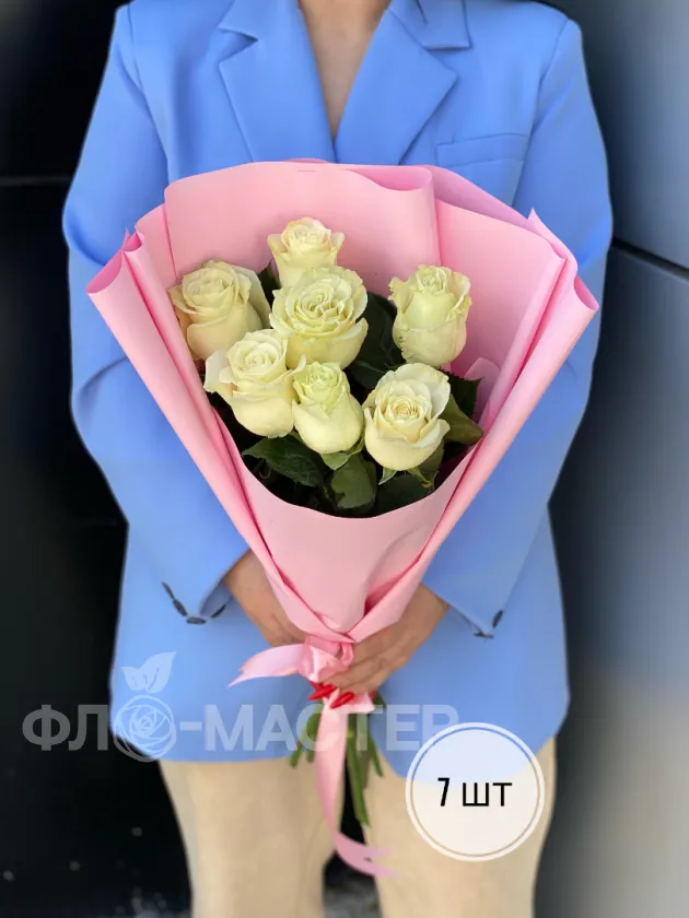 Букет белых роз Эквадор 50 см (3шт, 5шт, 7шт, 9шт, 11шт)