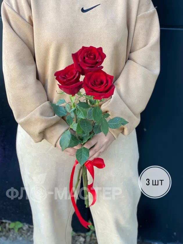 Красные розы Эквадор 60 см (1шт, 3шт, 5шт, 7шт, 9шт)