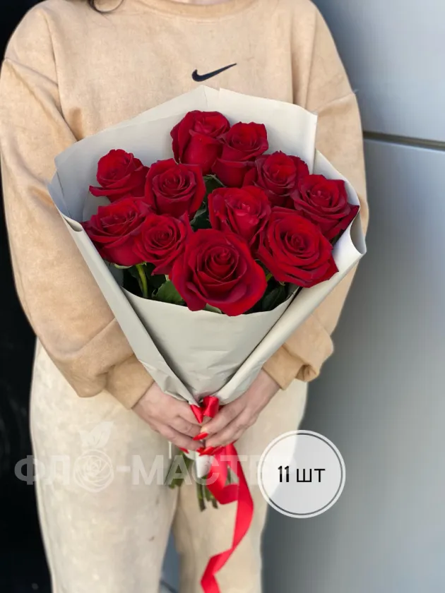Букет красные розы Эквадор 50 см (3шт, 5шт, 7шт, 9шт, 11шт) 