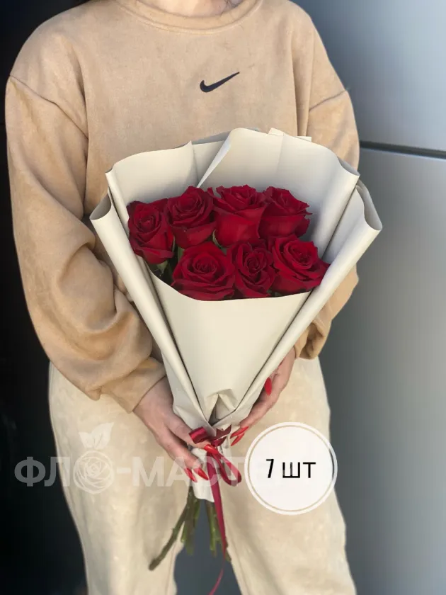 Букет красные розы Эквадор 50 см (3шт, 5шт, 7шт, 9шт, 11шт) 