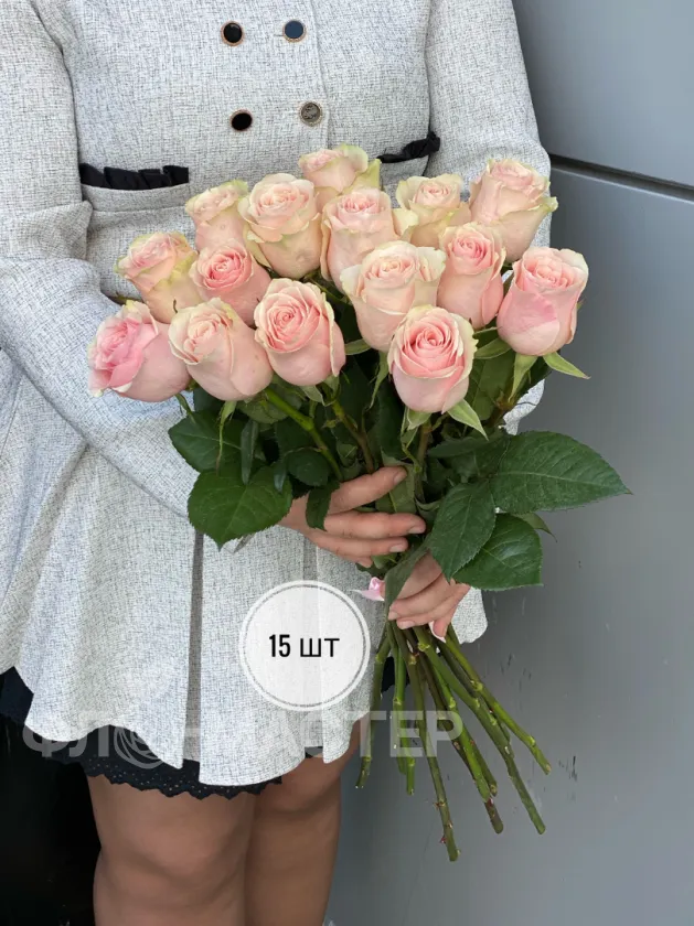 Розовая роза Эквадор 50 см (11шт, 15шт, 25шт, 35шт, 45шт)