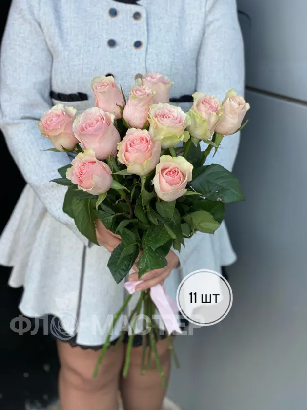 Розовая роза Эквадор 50 см (11шт, 15шт, 25шт, 35шт, 45шт)