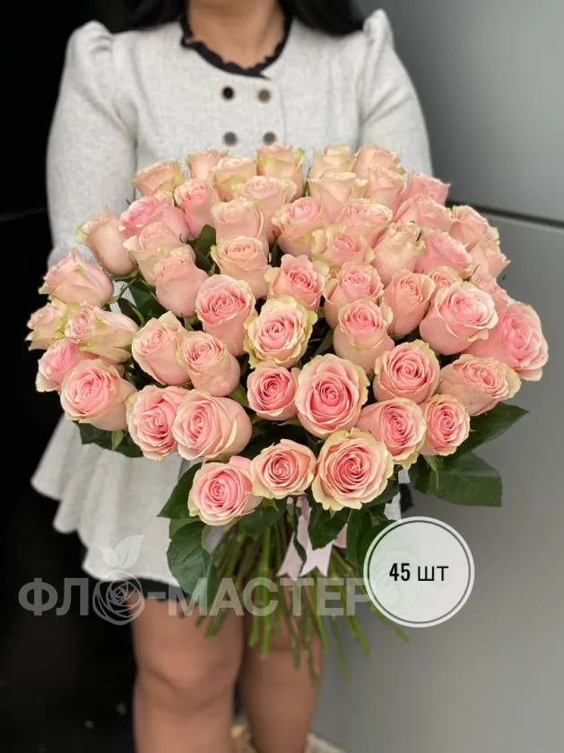 Розовая роза Эквадор 50 см (11шт, 15шт, 25шт, 35шт, 45шт)