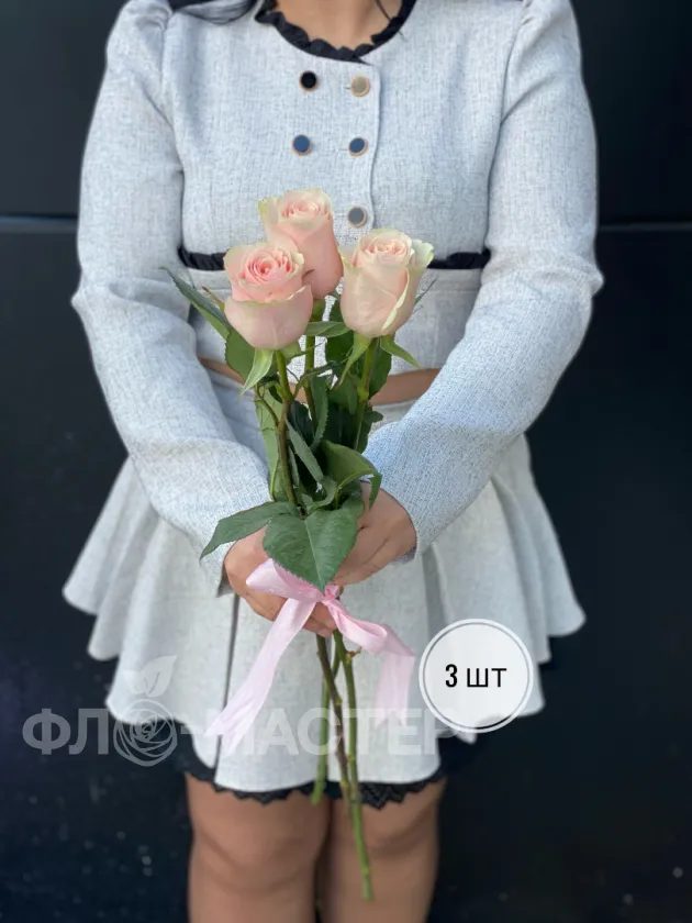 Розовая роза Эквадор 60 см (1шт, 3шт, 5шт, 7шт, 9шт)