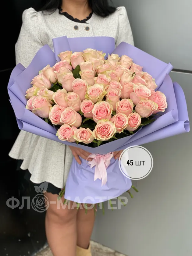Букет розовых роз Эквадор 50 см (15шт, 25шт, 35шт, 45шт)