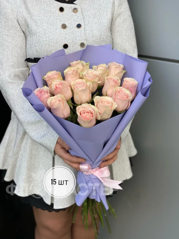 Букет розовых роз Эквадор 50 см (15шт, 25шт, 35шт, 45шт)