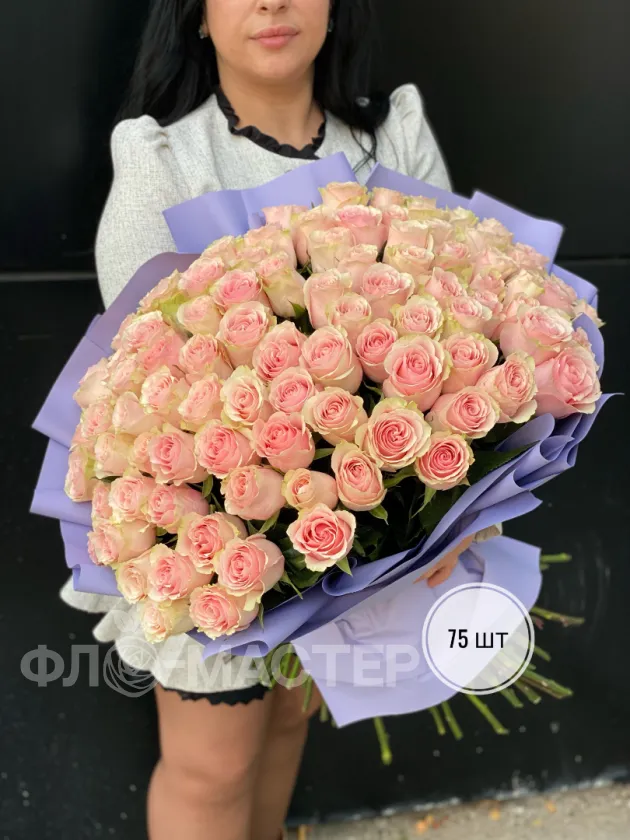 Букет розовых роз Эквадор 60 см (51шт, 75шт, 101шт)