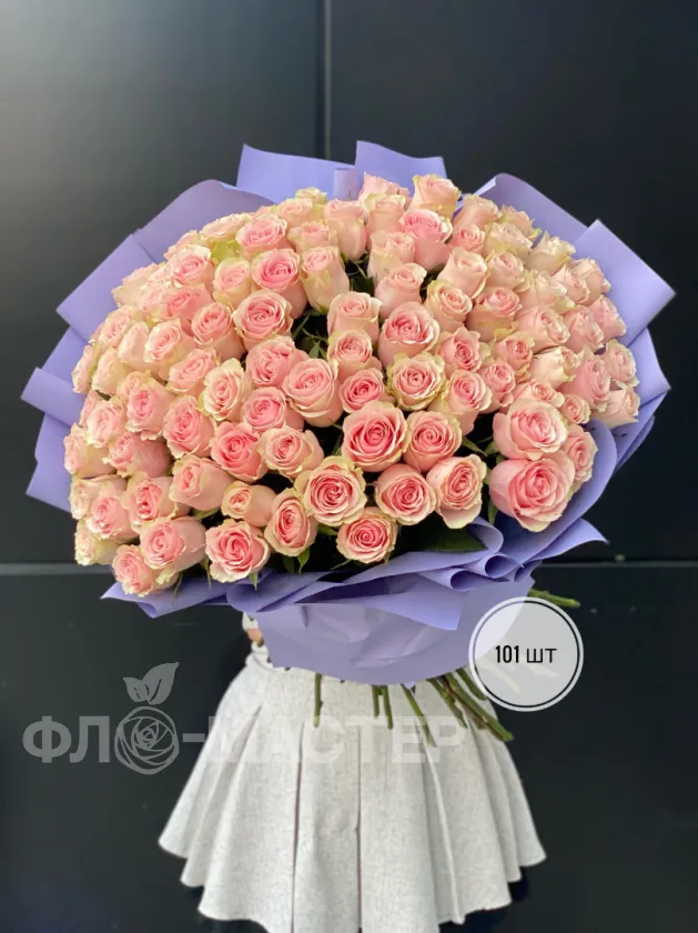 Букет розовых роз Эквадор 60 см (51шт, 75шт, 101шт)