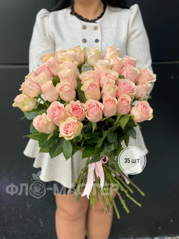 Розовые розы Эквадор 60 см (11шт, 15шт, 25шт, 35шт, 45шт) 