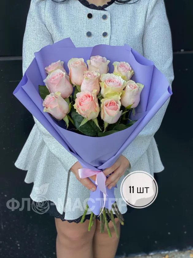 Букет розовых роз Эквадор 60 см (3шт, 5шт, 7шт, 9шт, 11шт)