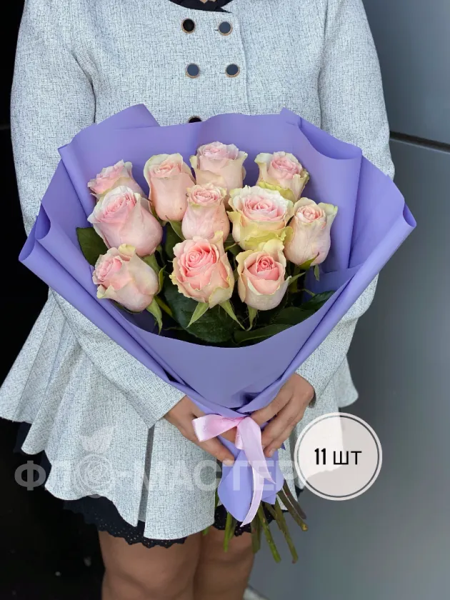 Букет розовых роз Эквадор 50 см (3шт, 5шт,7шт, 9шт, 11шт)