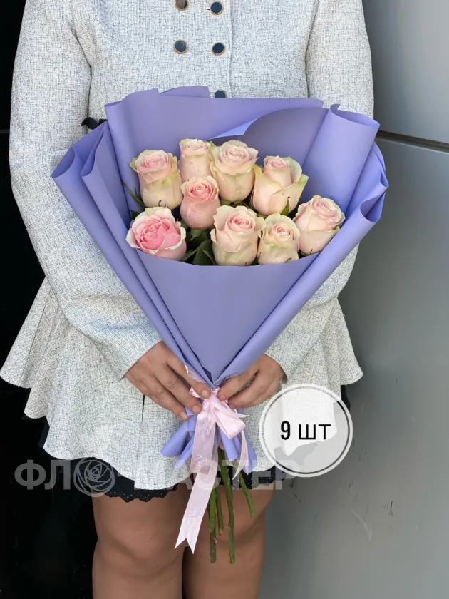 Букет розовых роз Эквадор 50 см (3шт, 5шт,7шт, 9шт, 11шт)