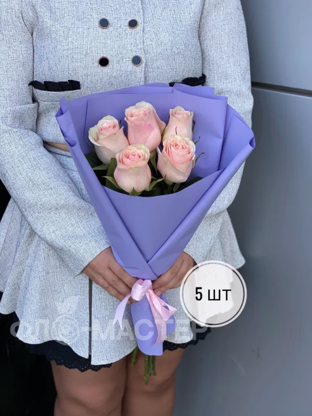 Букет розовых роз Эквадор 50 см (3шт, 5шт,7шт, 9шт, 11шт)