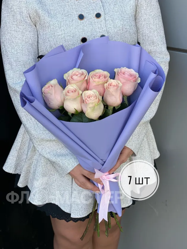 Букет розовых роз Эквадор 50 см (3шт, 5шт,7шт, 9шт, 11шт)