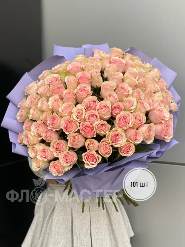 Букет розовых роз Эквадор 50 см(51шт, 75шт, 101шт)