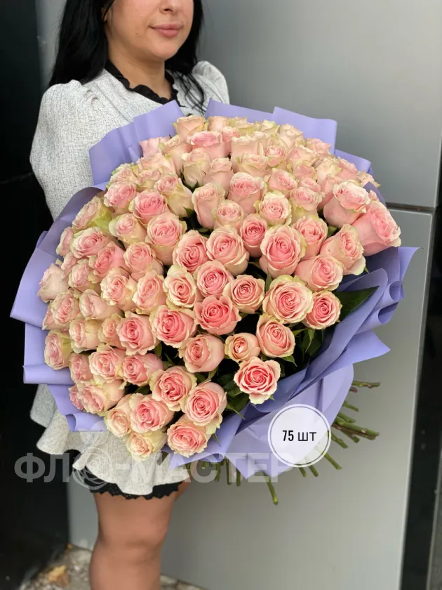 Букет розовых роз Эквадор 50 см(51шт, 75шт, 101шт)
