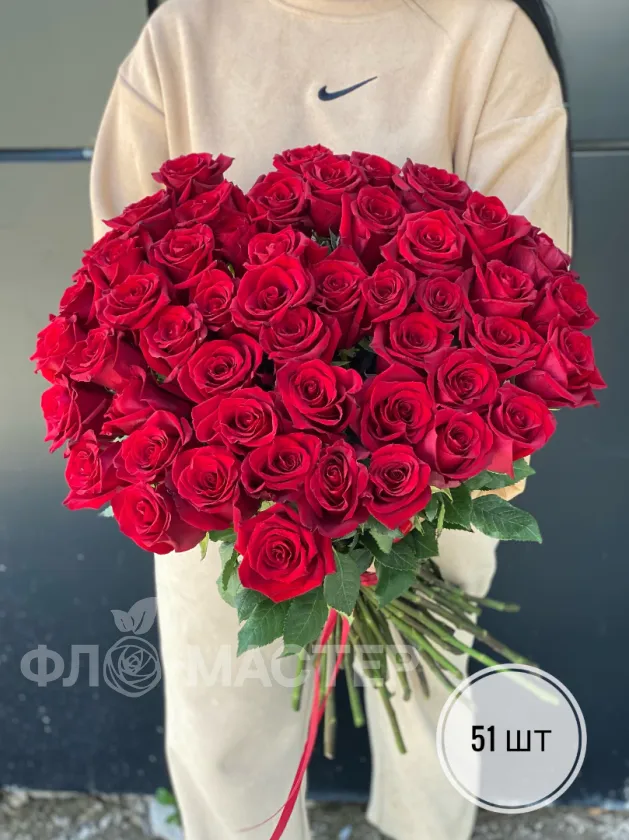 Красные розы Эквадор 60 см (11шт, 15шт, 25шт, 35шт, 51шт)