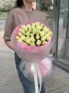 Белые розы 50см 35шт 2
