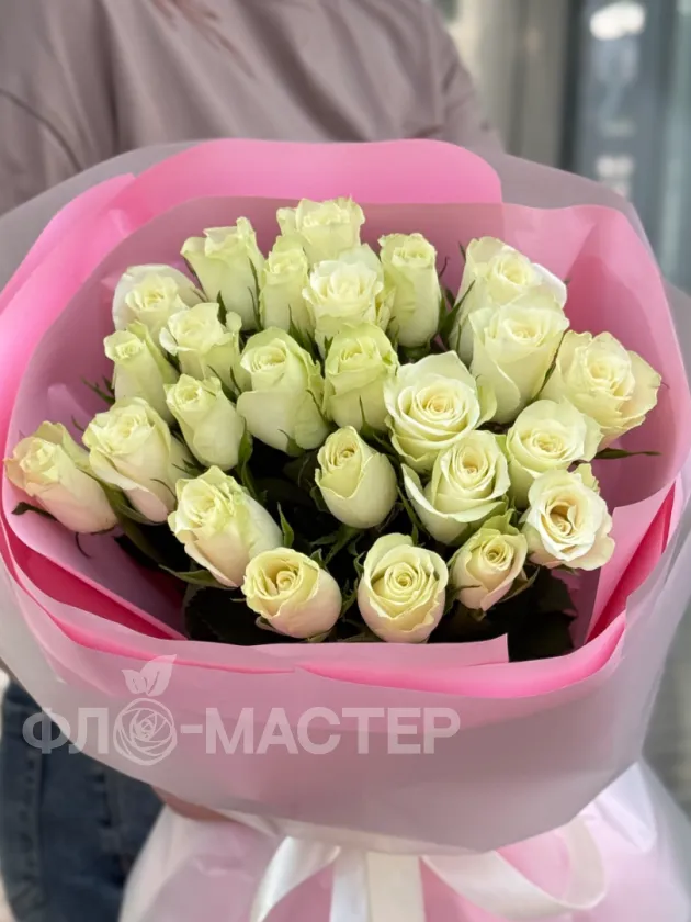 Белые розы 50см 25шт