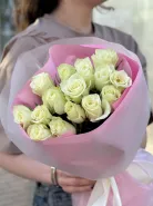 Белые розы 50см 15шт 1