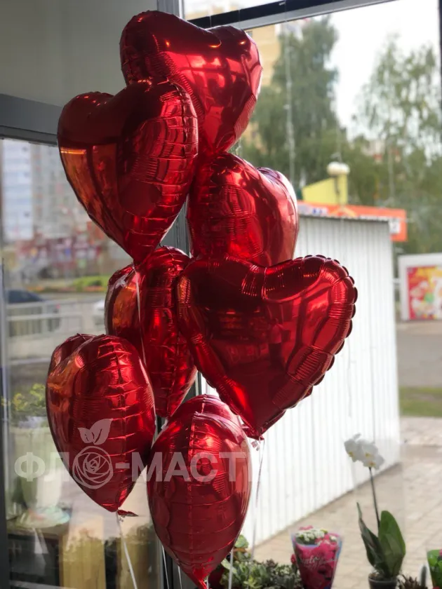 Шар красный  &laquo;Сердце 7 шт&raquo;