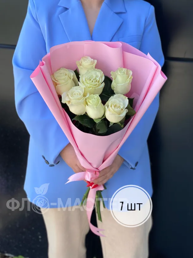 Букет белых роз Эквадор 60 см (3шт, 5шт, 7шт, 9шт, 11шт)