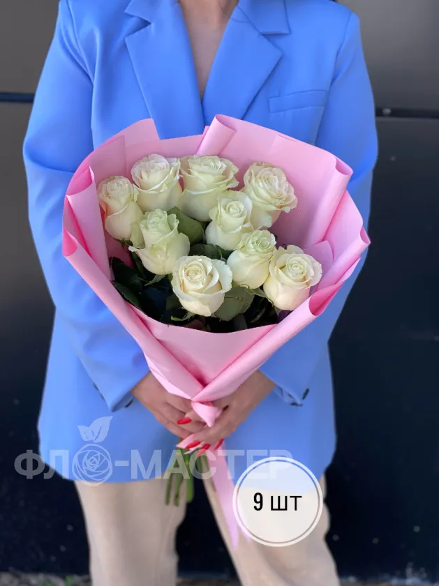 Букет белых роз Эквадор 60 см (3шт, 5шт, 7шт, 9шт, 11шт)