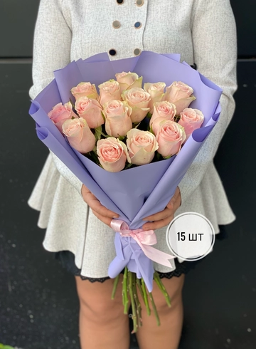 Букет розовых роз Эквадор 60 см (15шт, 25шт, 35шт, 45шт) от интернет-магазина цветов в 