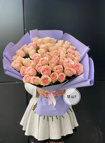 Букет розовых роз Эквадор 60 см (51шт, 75шт, 101шт) от интернет-магазина цветов в 
