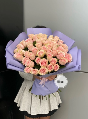 Букет розовых роз Эквадор 50 см(51шт, 75шт, 101шт) от интернет-магазина цветов в 