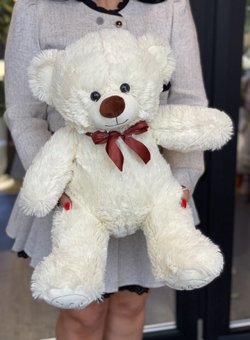 Мишка белый с бантом от интернет-магазина цветов в 